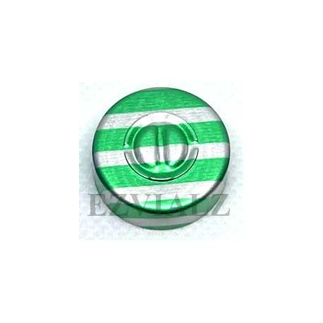 20mm Center Tear Out Unlined Aluminum Vial Seals, Green Stripe, Bag of 1000