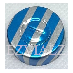20mm Center Tear Out Unlined Aluminum Vial Seals, Blue Stripe, Bag of 1000
