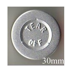 30mm Center Tear Off Unlined Vial Seals, Natural Silver, Bag of 250