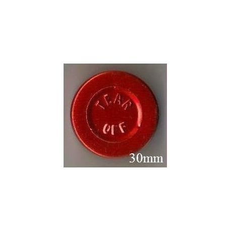 30mm Center Tear Off Unlined Vial Seals, Red, Bag of 250