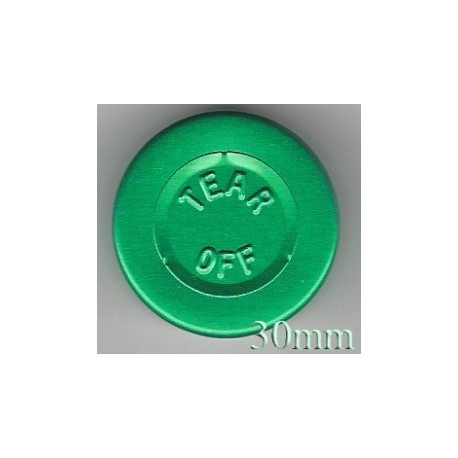 30mm Center Tear Off Unlined Vial Seals, Green, Bag of 250