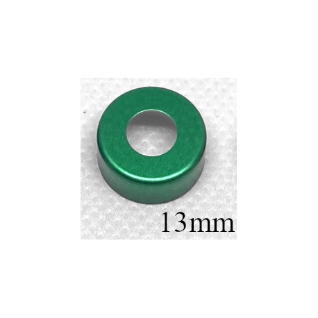 Green 13mm Open Top Hole Aluminum Vial Seals, Bag of 1,000