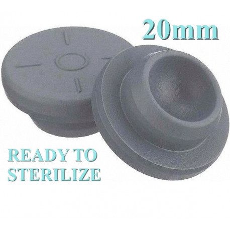 Ready to Sterilize 20mm Vial Stoppers, Round Bottom, Bag of 2,500