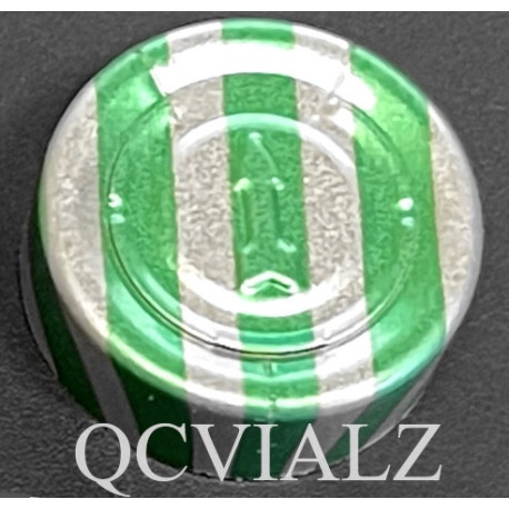 20mm Center Tear Out Unlined Aluminum Vial Seals, Green Stripe, Bag of 1000