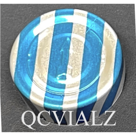 20mm Center Tear Out Unlined Aluminum Vial Seals, Blue Stripe, Bag of 1000
