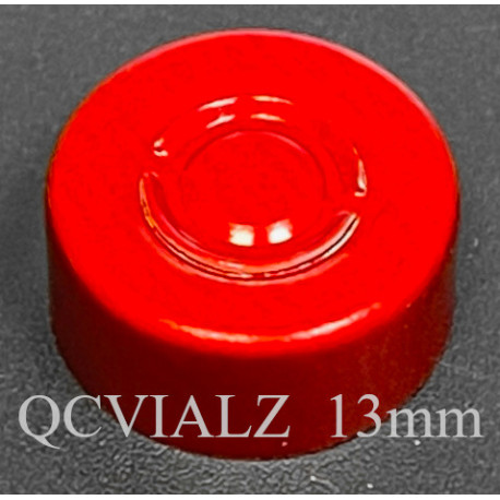 13mm Aluminum Center Tear Vial Seals, Red, Bag of 1,000