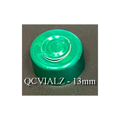13mm Aluminum Center Tear Vial Seals, Green, Bag of 1,000