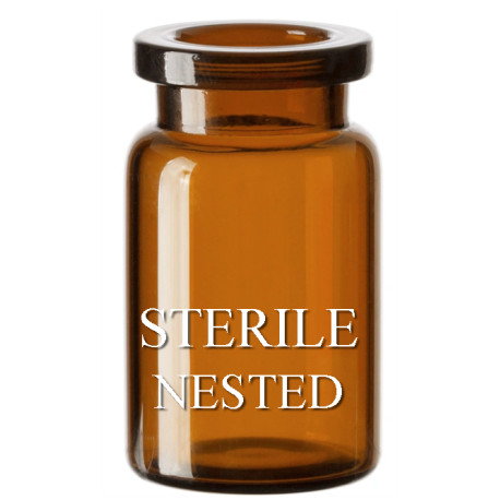ISO 6R Amber Sterile Open Vials, Depyrogenated, Nested Tray of 96 pieces