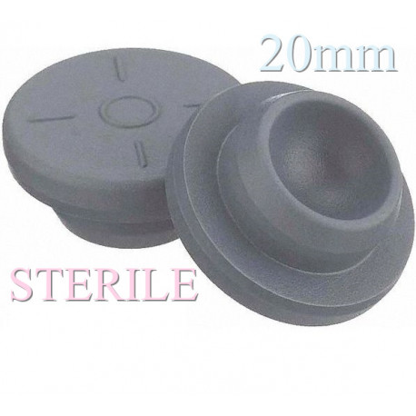 Sterile 20mm Vial Stoppers, Round Bottom Bromobutyl, bag of 1,000